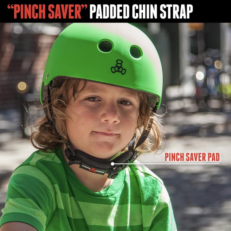 Triple Eight LIL 8 Dual Certified Sweatsaver Kids Skateboard and Bike Helmet with Padded Chin Buckle, Neon Pink Rubber, One Size - Image 3